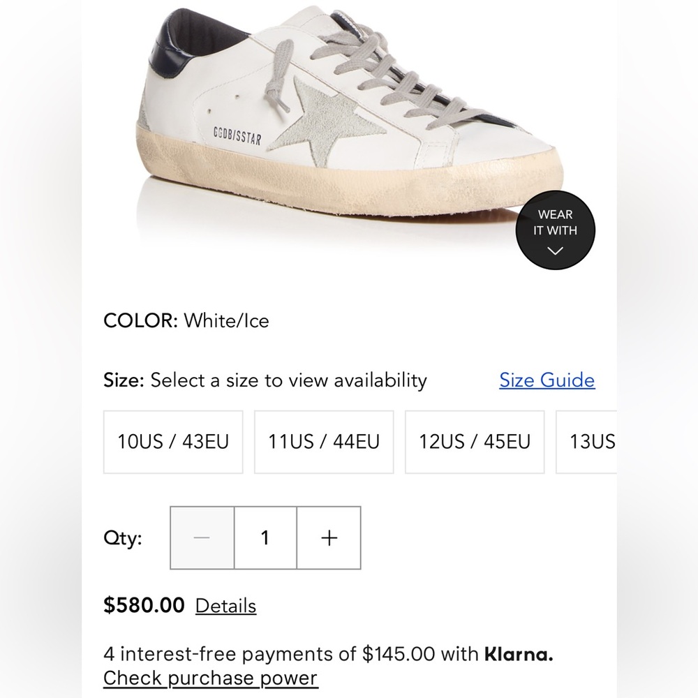 Golden Goose Unisex Super-Star Low Top Sneakers White/Ice. Size 42 - Picture 11 of 11